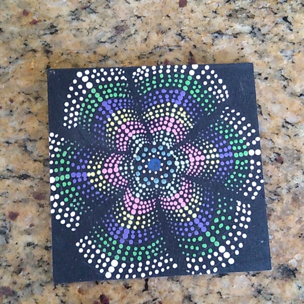 Hand Painted Mandala 4"x4" wood square